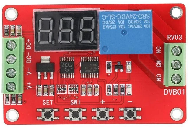 Alt view image 3 of 6 - 12V/24V DVB01 Digital Voltage Comparator Module Red Discharge Voltage Measurement Overvoltage Undervoltage Overload Module(24V)