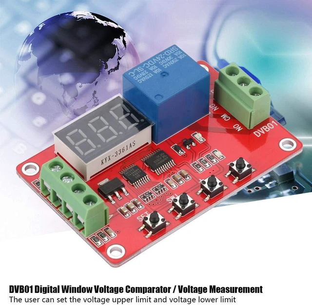 Alt view image 5 of 6 - 12V/24V DVB01 Digital Voltage Comparator Module Red Discharge Voltage Measurement Overvoltage Undervoltage Overload Module(24V)