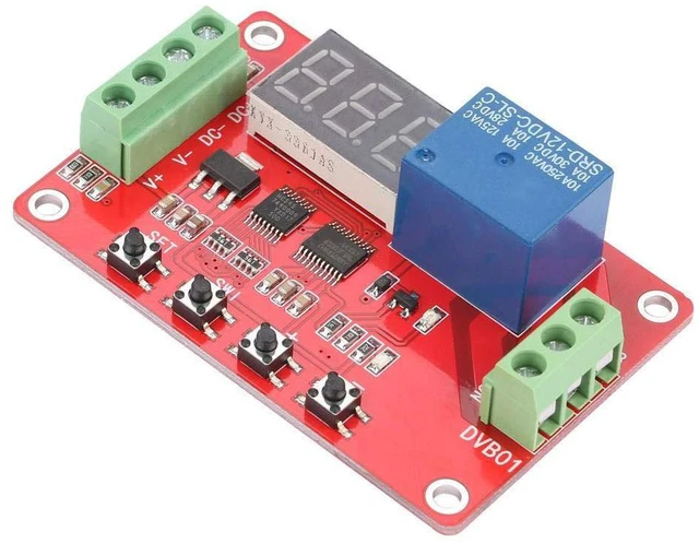 Alt view image 4 of 6 - 12V/24V Digital Voltage Comparator DVB01 Voltage Comparator Module Red Discharge Voltage Measurement Overvoltage Undervoltage Overload Module(12V)