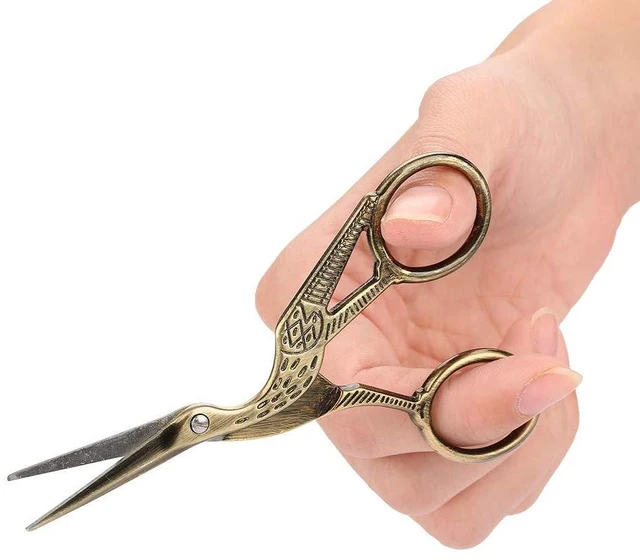 Alt view image 2 of 6 - 2 Pcs Vintage Stork Embroidery Scissors Bronze Stainless Steel Sewing Scissors Antique Crane Design Bird Shears for Needlework Thread Craft DIY Ideal Sewing Gift for Women Mom Tailor (Bronze)