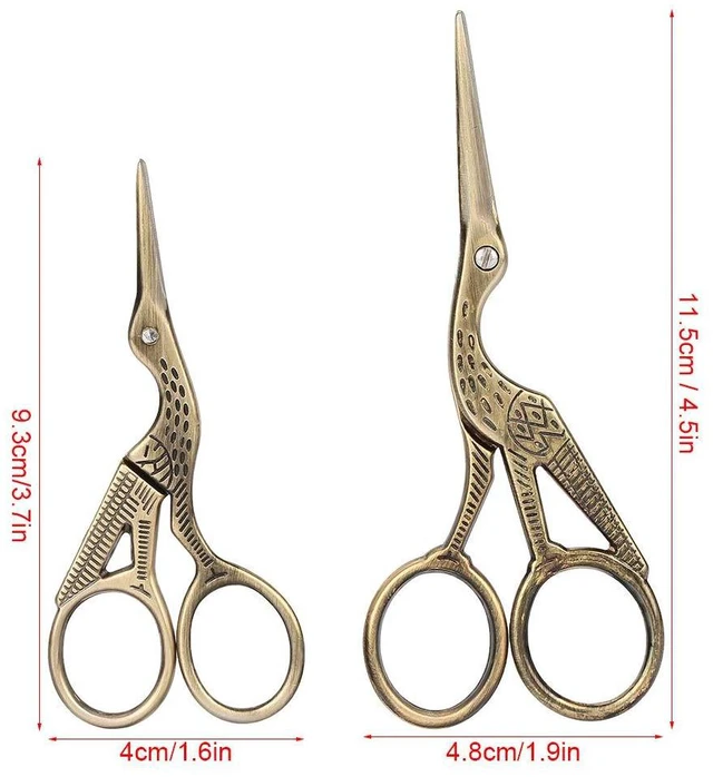 Alt view image 3 of 6 - 2 Pcs Vintage Stork Embroidery Scissors Bronze Stainless Steel Sewing Scissors Antique Crane Design Bird Shears for Needlework Thread Craft DIY Ideal Sewing Gift for Women Mom Tailor (Bronze)