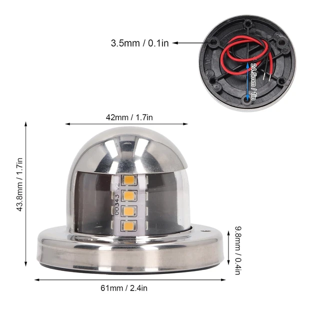 Alt view image 2 of 6 - Walfront LED Stern Light for Boats IP66 Marine Navigation Light 2NM Visibility 12V DC Stainless Steel for Yachts Pontoon up to 39.4ft (12m) for Sailboats