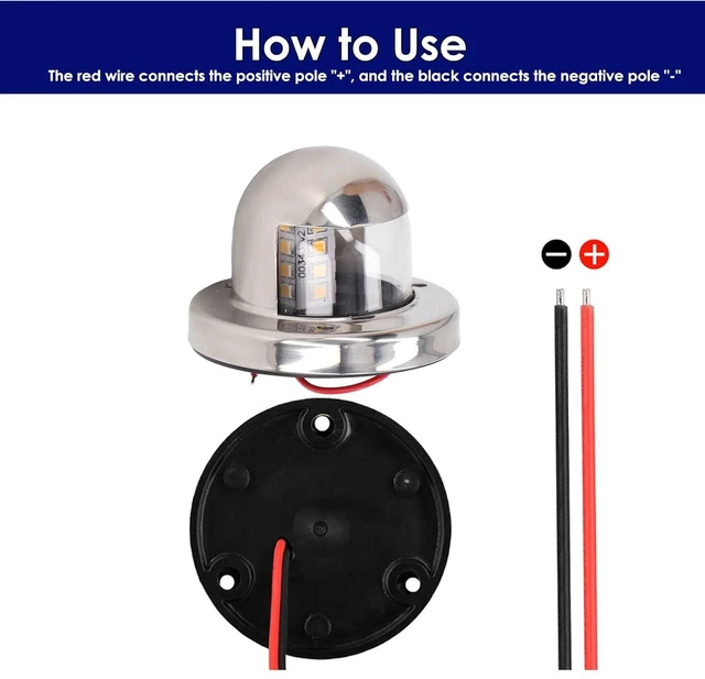 Alt view image 6 of 6 - Walfront LED Stern Light for Boats IP66 Marine Navigation Light 2NM Visibility 12V DC Stainless Steel for Yachts Pontoon up to 39.4ft (12m) for Sailboats