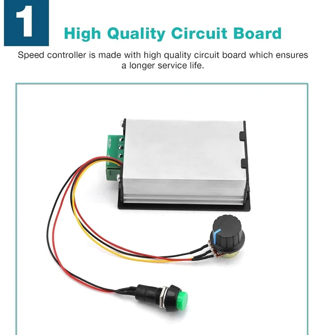 Alt view image 3 of 6 - DC 6-60V 12V 24V 36V 48V 30A PWM DC Motor Speed Controller (PWM) Speed Adjustable Stepless Governor Regulator Motor Speed Controller with Start Stop