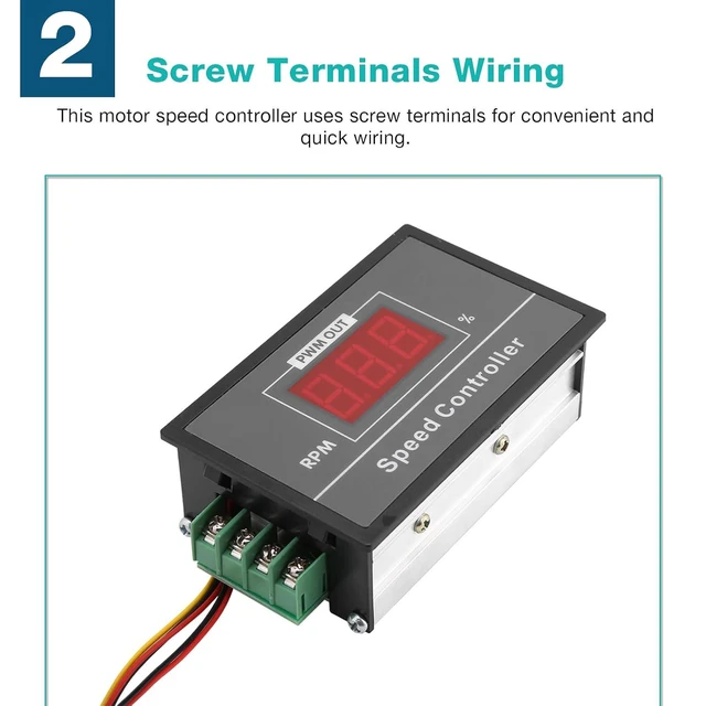Alt view image 4 of 6 - DC 6-60V 12V 24V 36V 48V 30A PWM DC Motor Speed Controller (PWM) Speed Adjustable Stepless Governor Regulator Motor Speed Controller with Start Stop