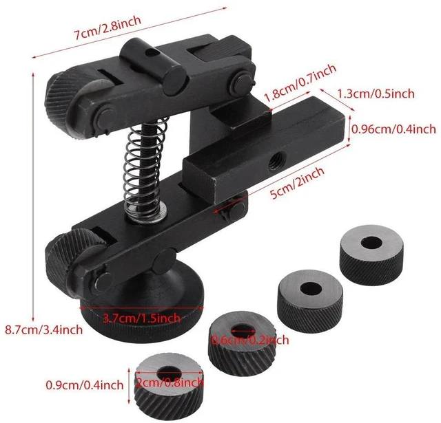 Alt view image 2 of 6 - Knurling Knurler Tool 2cm/0.8inch Spring Loaded Holder Linear Knurl Tool Lathe Adjustable Shank with 4 Spare Knurling Wheels 45# Carbon Steel CR15 for 7X Mini Lathe