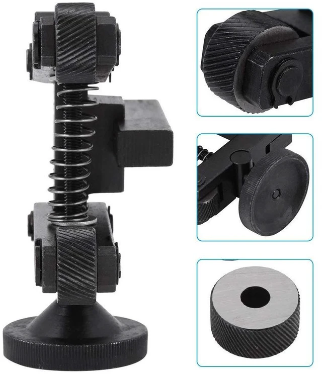 Alt view image 3 of 6 - Knurling Knurler Tool 2cm/0.8inch Spring Loaded Holder Linear Knurl Tool Lathe Adjustable Shank with 4 Spare Knurling Wheels 45# Carbon Steel CR15 for 7X Mini Lathe