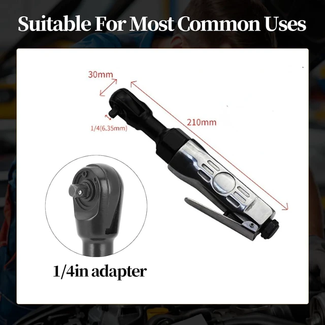 Alt view image 5 of 6 - Walfront 1/4 Air Ratchet Pneumatic Impact Wrench Square Driver Adjustable Torsion 25ft-lbs 90psi For Industrial Maintenance
