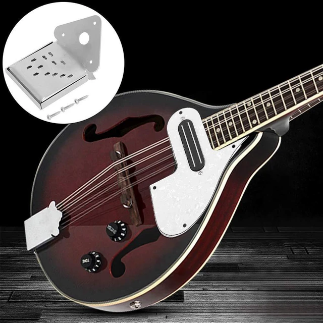 Alt view image 4 of 6 - Mandolin Metal Bridge Cable Pull Board Tailpiece Cover Tailpcs Replacement for 8/10/12 Loop End String Playing Accessories (chrome color with flowers)