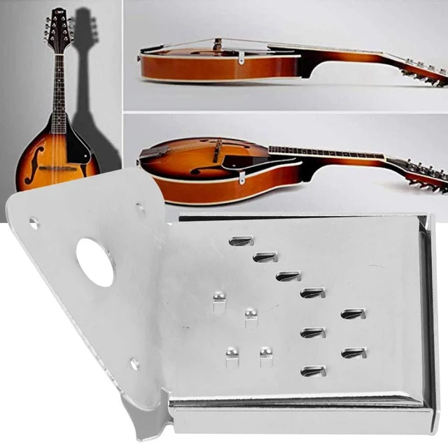 Alt view image 5 of 6 - Mandolin Metal Bridge Cable Pull Board Tailpiece Cover Tailpcs Replacement for 8/10/12 Loop End String Playing Accessories (chrome color with flowers)