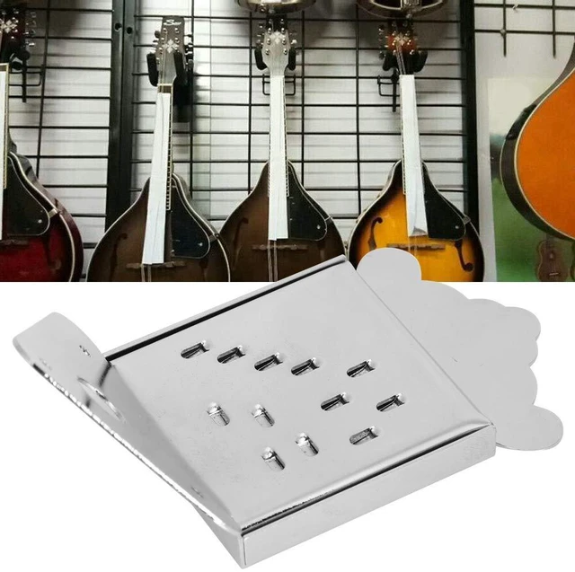 Alt view image 3 of 6 - Mandolin Metal Bridge Cable Pull Board Tailpiece Cover Tailpcs Replacement for 8/10/12 Loop End String Playing Accessories (QB08 colorless flowers)