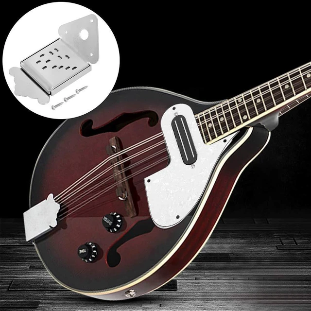 Alt view image 4 of 6 - Mandolin Metal Bridge Cable Pull Board Tailpiece Cover Tailpcs Replacement for 8/10/12 Loop End String Playing Accessories (QB08 colorless flowers)