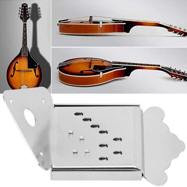 Alt view image 5 of 6 - Mandolin Metal Bridge Cable Pull Board Tailpiece Cover Tailpcs Replacement for 8/10/12 Loop End String Playing Accessories (QB08 colorless flowers)