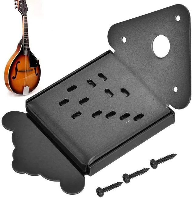 Alt view image 3 of 6 - Mandolin Metal Bridge Cable Pull Board Tailpiece Cover Tailpcs Replacement for 8/10/12 Loop End String Playing Accessories (QB09 Black Flowerless)