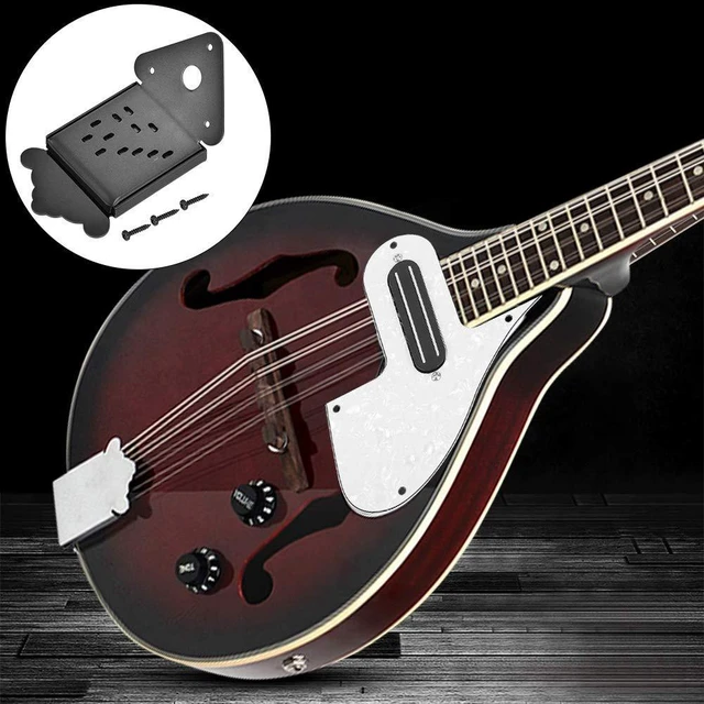 Alt view image 4 of 6 - Mandolin Metal Bridge Cable Pull Board Tailpiece Cover Tailpcs Replacement for 8/10/12 Loop End String Playing Accessories (QB09 Black Flowerless)