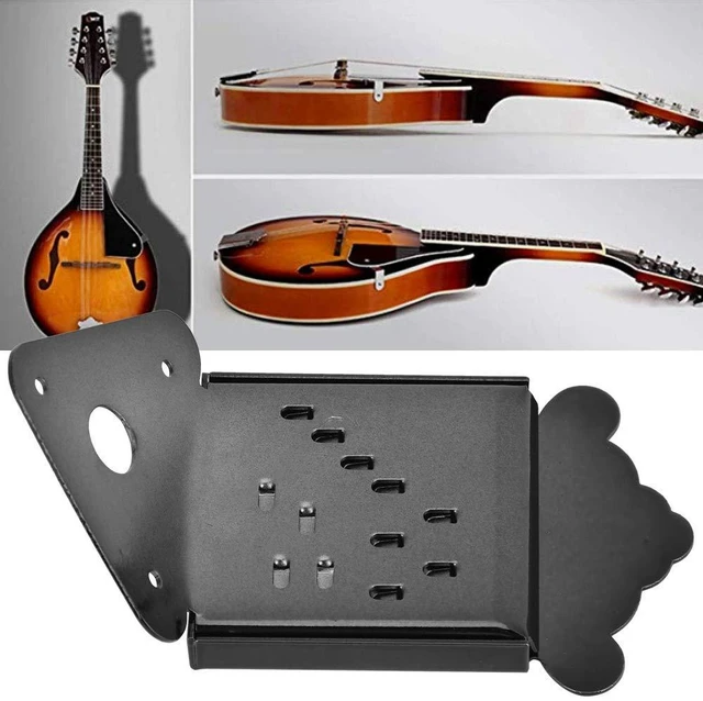 Alt view image 5 of 6 - Mandolin Metal Bridge Cable Pull Board Tailpiece Cover Tailpcs Replacement for 8/10/12 Loop End String Playing Accessories (QB09 Black Flowerless)