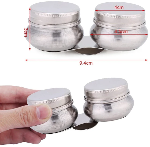 Alt view image 3 of 6 - Double Dipper Palette Cup - Stainless Steel Paint Solvent Container with Leakproof Lids Clip - Large Mouth Design for Oil Turpentine and Megilp - Fits Easily on Artist Palette