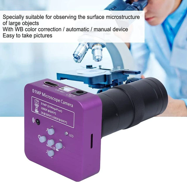 Alt view image 6 of 6 - HDMI Digital Microscope Camera 51MP 120X C Mount Lens Industrial USB Video Microscope for Electronics Repair Soldering Inspection with Remote Control