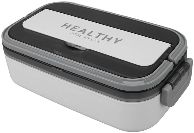 Main image of Walfront Lunch Box Stainless Steel 700ml Leakproof Lunch Container with Chopsticks and Spoon Style for Office Workers Travel White