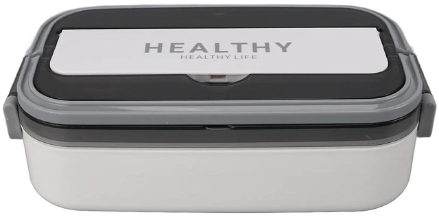 Alt view image 6 of 6 - Walfront Lunch Box Stainless Steel 700ml Leakproof Lunch Container with Chopsticks and Spoon Style for Office Workers Travel White