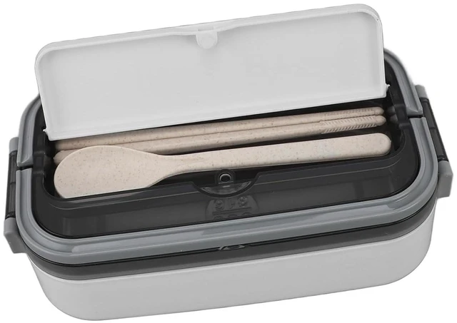 Alt view image 5 of 6 - Walfront Lunch Box Stainless Steel 700ml Leakproof Lunch Container with Chopsticks and Spoon Style for Office Workers Travel White