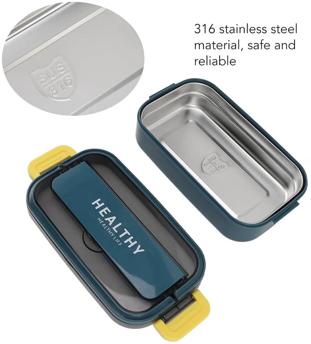 Alt view image 2 of 6 - Lunch Box Stainless Box, Lunch Steel 700ml Leakproof Container for Office Workers (Blue Green)