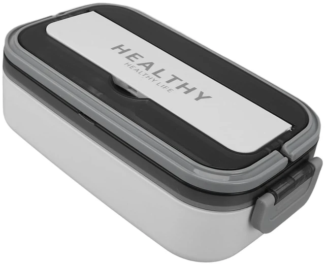 Alt view image 2 of 6 - Walfront Lunch Box Stainless Steel 700ml Leakproof Lunch Container with Chopsticks and Spoon Style for Office Workers Travel White