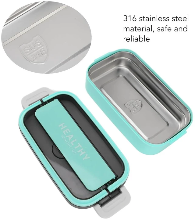 Alt view image 3 of 6 - Lunch Box Stainless Box, Lunch Steel 700ml Leakproof Container for Office Workers (Mint Green)