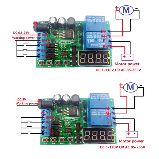 Alt view image 2 of 6 - DC 5V-24V Motor Forward Reverse Controller, Relay Timing Delay Cycle Control Board for DC Motor Speed Reversing with Stop Function, Energy Saving Mode