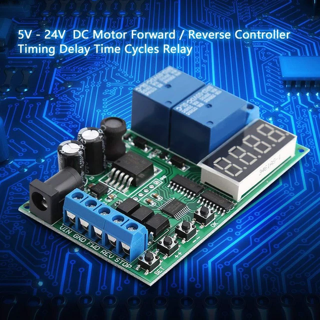 Alt view image 6 of 6 - DC 5V-24V Motor Forward Reverse Controller, Relay Timing Delay Cycle Control Board for DC Motor Speed Reversing with Stop Function, Energy Saving Mode