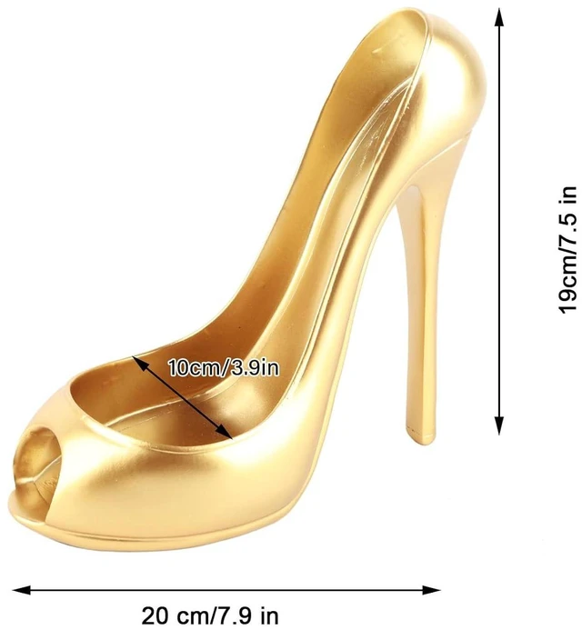 Alt view image 3 of 6 - Walfront High Heel Shoe Shape Wine Bottle Holder, Unique Wine Rack for Countertop, Home Decor for Living Room Cabinet Bar, Gold