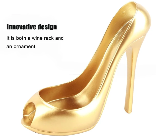 Alt view image 6 of 6 - Walfront High Heel Shoe Shape Wine Bottle Holder, Unique Wine Rack for Countertop, Home Decor for Living Room Cabinet Bar, Gold