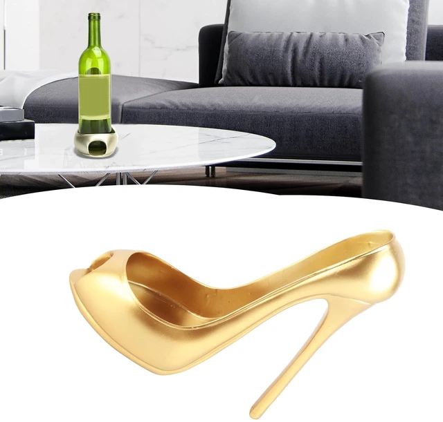 Alt view image 2 of 6 - Walfront High Heel Shoe Shape Wine Bottle Holder, Unique Wine Rack for Countertop, Home Decor for Living Room Cabinet Bar, Gold