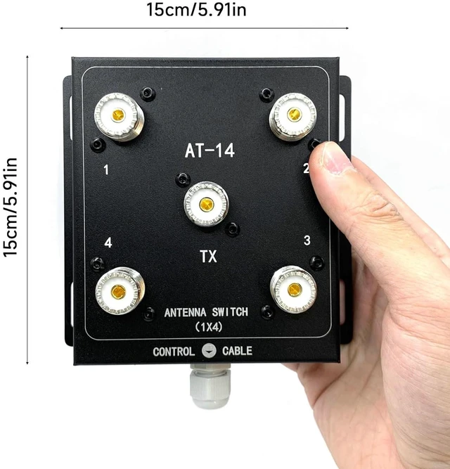 Alt view image 2 of 6 - 4 Way Coaxial Antenna Remote Switch SO-239 Connector Remote Control 500W PEP 1.8-60MHz HF Coax Antenna Switch (1*AT14 + *Controller kit)