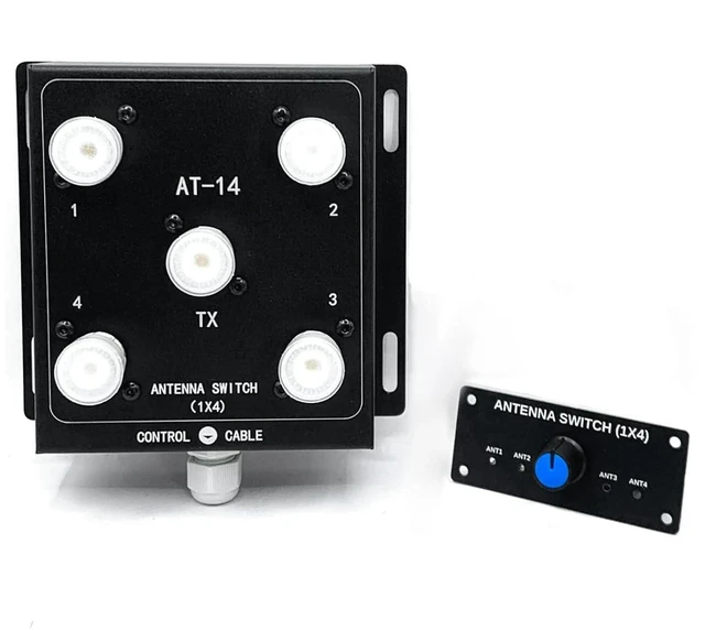 Alt view image 6 of 6 - 4 Way Coaxial Antenna Remote Switch SO-239 Connector Remote Control 500W PEP 1.8-60MHz HF Coax Antenna Switch (1*AT14 + *Controller kit)