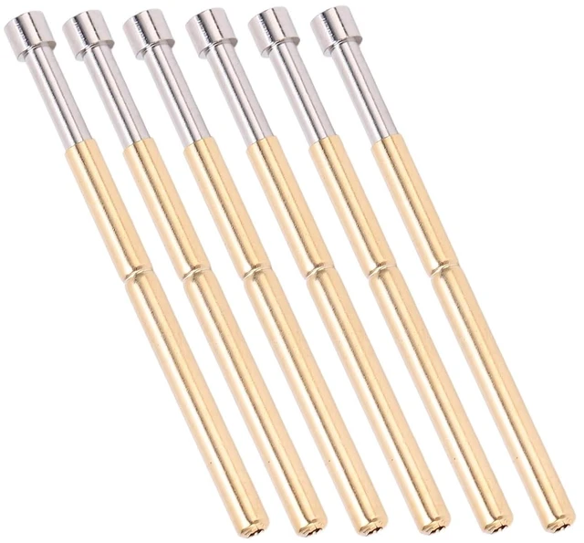 Main image of 100pcs Spring Loaded Test Pins, Concave Head PCB Testing Probes Brass Pogo Pins 2.02mm/0.1in Tube Diameter for Circuit Board/Burn-in Fixture (33.35mm Length)