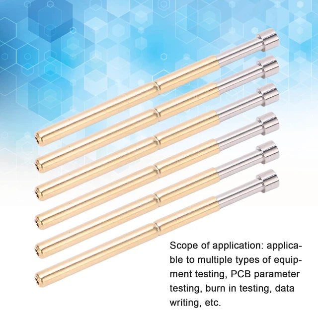 Alt view image 4 of 6 - 100pcs Spring Loaded Test Pins, Concave Head PCB Testing Probes Brass Pogo Pins 2.02mm/0.1in Tube Diameter for Circuit Board/Burn-in Fixture (33.35mm Length)