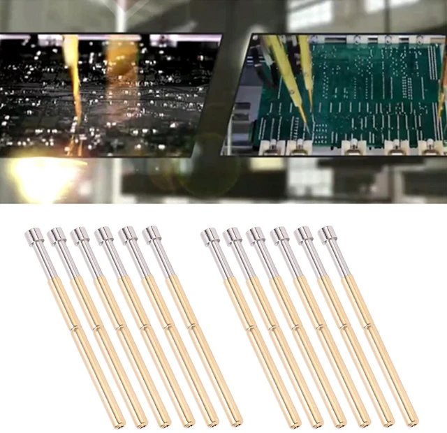 Alt view image 5 of 6 - 100pcs Spring Loaded Test Pins, Concave Head PCB Testing Probes Brass Pogo Pins 2.02mm/0.1in Tube Diameter for Circuit Board/Burn-in Fixture (33.35mm Length)