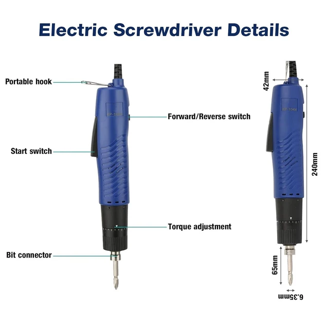 Alt view image 4 of 6 - WALFRONT Electric Screwdriver Adjustable 1/4" Handheld Straight Shank Practical Repair Kit 900RPM Fit Screw 2-6mm(US Plug 110V)