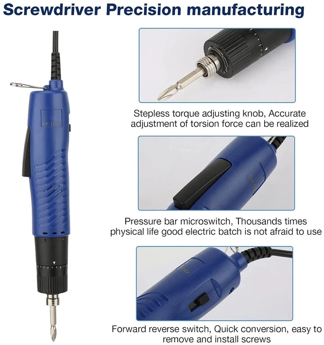 Alt view image 5 of 6 - WALFRONT Electric Screwdriver Adjustable 1/4" Handheld Straight Shank Practical Repair Kit 900RPM Fit Screw 2-6mm(US Plug 110V)