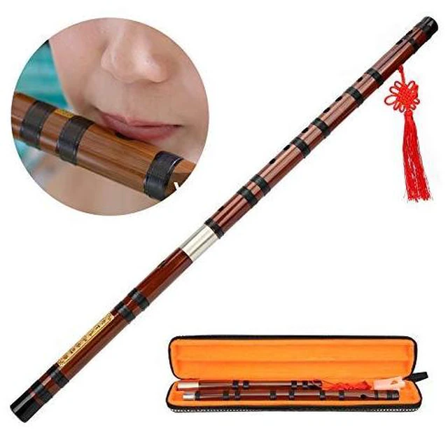 Alt view image 2 of 6 - Professional Dizi Flute in Key of C 8-Year Dried Bitter Bamboo with Brass Joint & Reed Film Glue Kit Handcrafted Chinese Bamboo Flute for Beginners & Adults