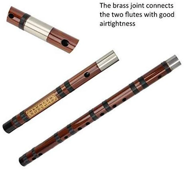 Alt view image 5 of 6 - Professional Dizi Flute in Key of C 8-Year Dried Bitter Bamboo with Brass Joint & Reed Film Glue Kit Handcrafted Chinese Bamboo Flute for Beginners & Adults