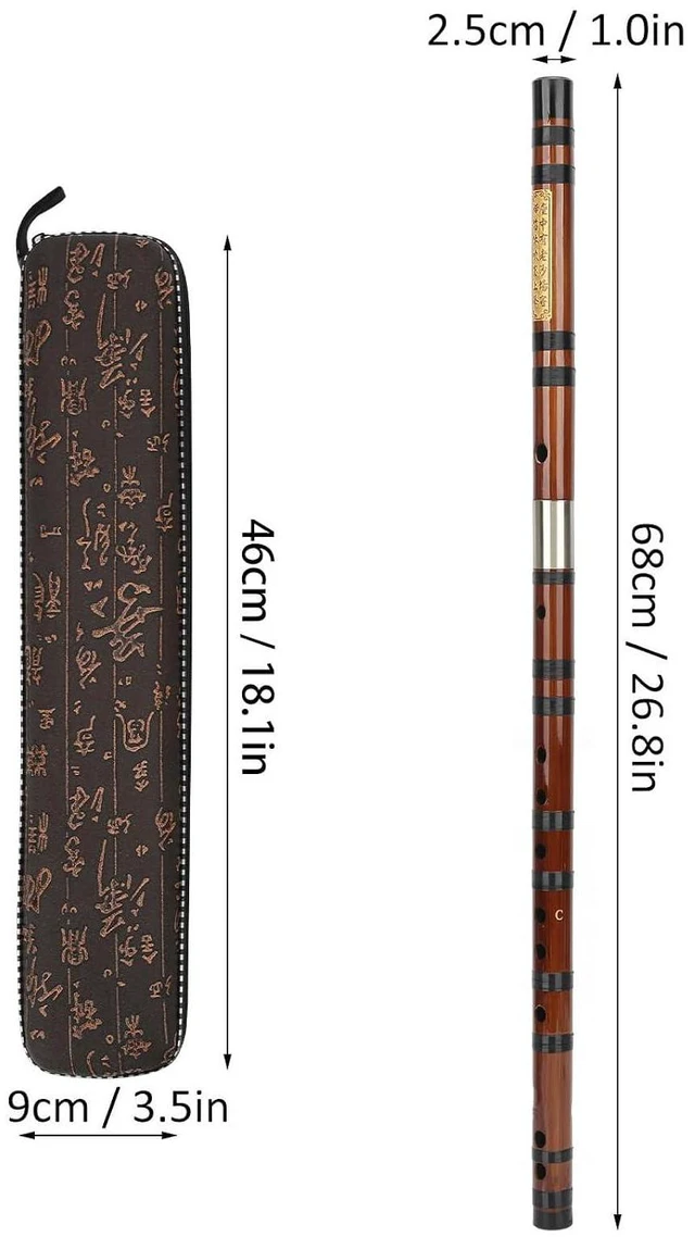 Alt view image 3 of 6 - Professional Dizi Flute in Key of C 8-Year Dried Bitter Bamboo with Brass Joint & Reed Film Glue Kit Handcrafted Chinese Bamboo Flute for Beginners & Adults