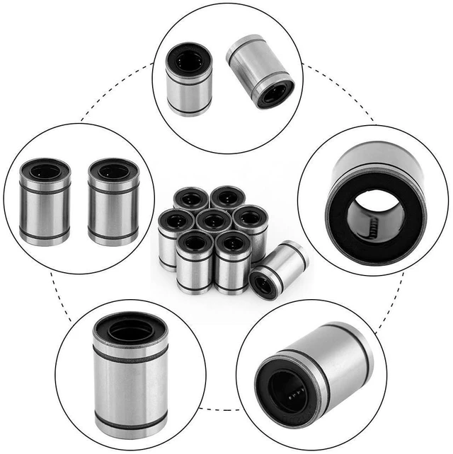 Alt view image 3 of 6 - 8Pcs LM10UU Linear Bearings Inner Diameter 10mm CNC Linear Motion Ball Bearing Bushing Double Side Rubber Sealed for 3D Printer CNC Parts (10 * 19 * 29mm)