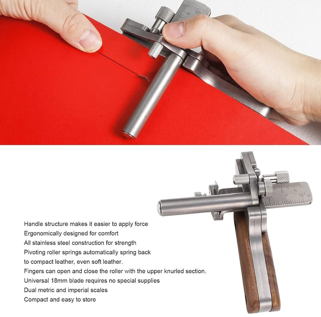 Alt view image 3 of 6 - WALFRONT 304 Manual Leather Strip Cutter Adjustable Leather Cutting Tool Strap Cutter for Handcraft Craft DIY Projects