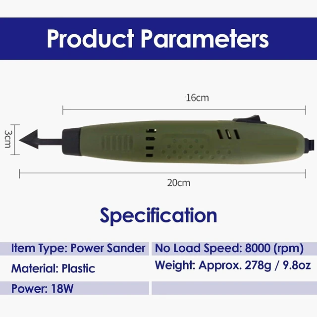 Alt view image 4 of 6 - Pen Sander P50015 DIY Detail Sanding Tool Power Sander Micro Polishing Machine for Sanding Polishing Finishing DIY Crafts 8000 (rpm) 18W