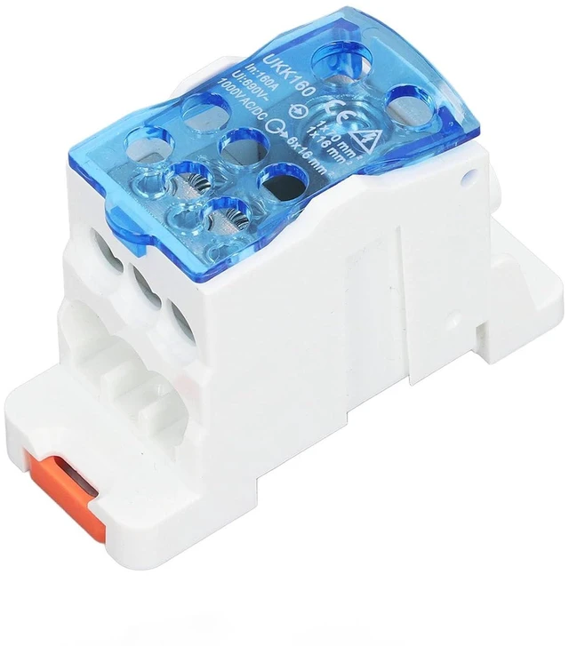 Main image of UKK160 DIN Rail Terminal Block Box Single Pole 1000V AC DC, Flame Retardant Shell, Copper Conductor, Easy Installation on DIN Rail, General Use for Distribution Cabinet