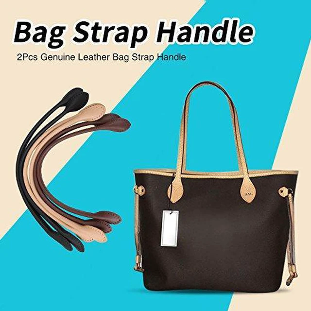 Alt view image 3 of 6 - Walfront Leather Purse Handles Genuine Leather Bag Straps With Ear Shape End Bag Handles Replacement Purse Wallet Straps For DIY Hand Accessories With Thread Black Brown Beige Optional(Black)