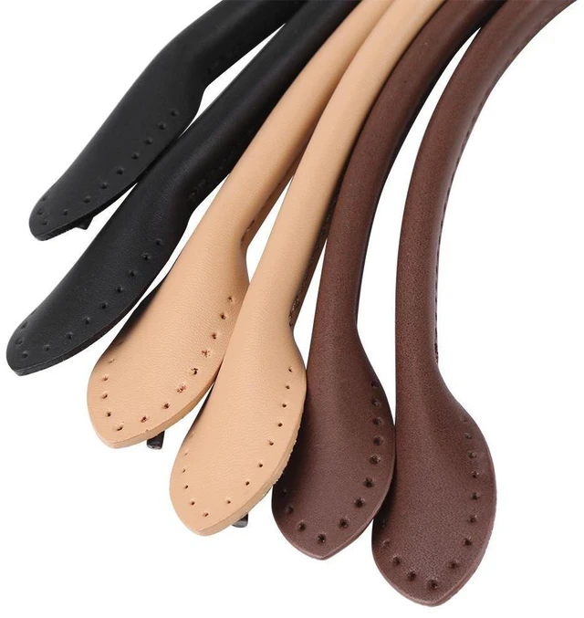 Alt view image 4 of 6 - Walfront Leather Purse Handles Genuine Leather Bag Straps With Ear Shape End Bag Handles Replacement Purse Wallet Straps For DIY Hand Accessories With Thread Black Brown Beige Optional(Black)
