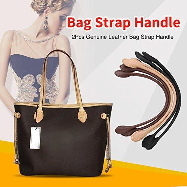 Alt view image 5 of 6 - Walfront Leather Purse Handles Genuine Leather Bag Straps With Ear Shape End Bag Handles Replacement Purse Wallet Straps For DIY Hand Accessories With Thread Black Brown Beige Optional(Black)